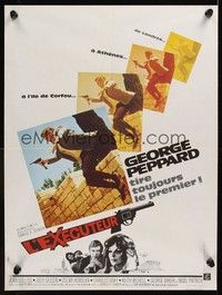 5s532 EXECUTIONER French 23x32 '70 cool image of George Peppard w/gun, Joan Collins!