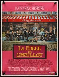 5s564 MADWOMAN OF CHAILLOT French 23x32 '69 Katharine Hepburn & cast members sitting outside cafe!