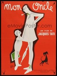 5s569 MON ONCLE French 23x32 R70s Jacques Tati as My Uncle, Mr. Hulot, Etaix art!