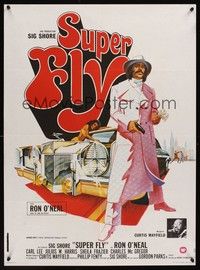 5s596 SUPER FLY French 23x32 '72 great artwork of Ron O'Neal with car & girl!