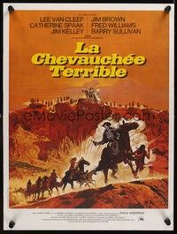 5s597 TAKE A HARD RIDE French 23x32 '75 different art of Jim Brown, Lee Van Cleef & Williamson!