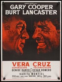 5s604 VERA CRUZ French 23x32 R70s best close up artwork of cowboys Gary Cooper & Burt Lancaster!