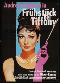5s284 BREAKFAST AT TIFFANY'S German R86 great different artwork of sexy elegant Audrey Hepburn!