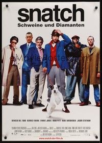 5s321 SNATCH DS German '00 cool image of Brad Pitt, Jason Statham, Benicio Del Toro & cast!