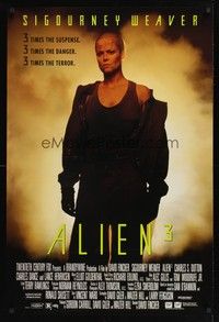 5t197 ALIEN 3 video 1sh '92 Sigourney Weaver, 3 times the danger, 3 times the terror!