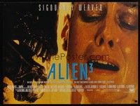5t143 ALIEN 3 British quad '92 close-up of Sigourney Weaver & alien!