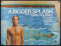 5t147 BIGGER SPLASH British quad '74 barechested David Hockney by pool, classic gay documentary!