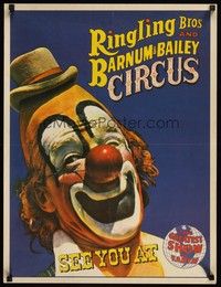 5t048 RINGLING BROS & BARNUM & BAILEY CIRCUS circus poster '70s great clown image!