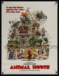 5t261 ANIMAL HOUSE teaser mini poster '78 John Belushi, Landis classic, art by Rick Meyerowitz!