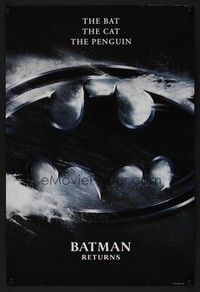 5t266 BATMAN RETURNS 4 teaser mini posters '92 Michael Keaton, Danny DeVito, Michelle Pfeiffer!