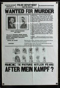 5t251 AFTER MEIN KAMPF special 28x41 '41 great Adolf Hitler WANTED FOR MURDER image!