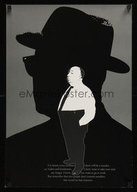 5t252 ALFRED HITCHCOCK special 18x25 '80s great image of famous director!