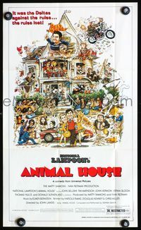 5t236 ANIMAL HOUSE Topps poster '81 John Belushi, Landis classic, art by Nick Meyerowitz!