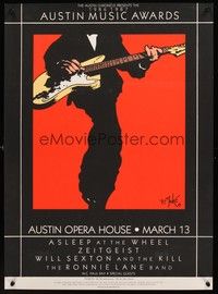 5t458 AUSTIN MUSIC AWARDS special 20x27 '87 cool artwork of guitarist by Juke!