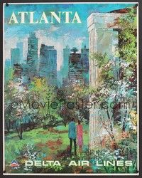 5t050 ATLANTA travel poster '70s great Jack Laycox artwork of Atlanta!