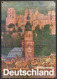 5t062 BUNDESREUBLIK DEUTSCHLAND German travel '80s cool image of clock tower in Heidelberg!