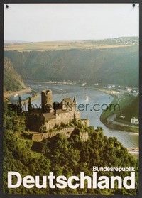5t063 BUNDESREUBLIK DEUTSCHLAND German travel '80s cool image of the castle Katz by the riverside!