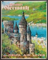 5t059 FRANKFURT GERMANY travel poster '70s Laycox artwork of German castle!