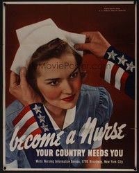 5t007 BECOME A NURSE YOUR COUNTRY NEEDS YOU war poster '42 WWII, nurses are needed!