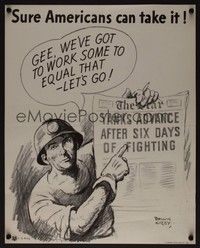 5t029 SURE AMERICANS CAN TAKE IT war poster '42 WWII, Rollin Kirby artwork of eager miner!