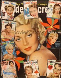 5v023 LOT OF 10 MODERN SCREEN MAGAZINES lot '49-'50 Lana Turner, Betty Grable, Liz Taylor + more!