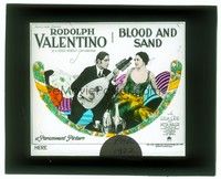 5v162 BLOOD & SAND glass slide '22 matador Rudolph Valentino with lute serenades pretty Lila Lee!