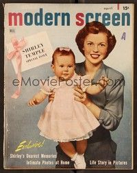 5v104 MODERN SCREEN magazine April 1949 Shirley Temple & her baby by John Miehle!