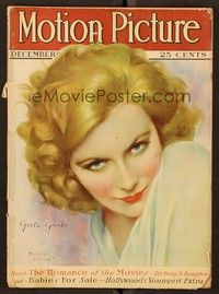 5v070 MOTION PICTURE magazine December 1927 wonderful art of Greta Garbo by Marland Stone!