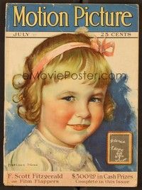 5v065 MOTION PICTURE magazine July 1927 art of child actress Gloria Lloyd by Marland Stone!