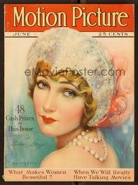 5v064 MOTION PICTURE magazine June 1927 wonderful artwork of Gilda Gray by Marland Stone!