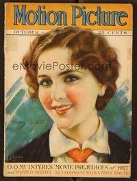 5v068 MOTION PICTURE magazine October 1927 art of Mary Brian by Marland Stone!