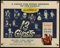 5w004 13 GHOSTS style B 1/2sh '60 William Castle, spooky art, cool horror in ILLUSION-O!