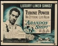 5w007 ABANDON SHIP style A 1/2sh '57Tyrone Power & 25 survivors in a lifeboat that can hold only 12