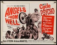 5w019 ANGELS FROM HELL 1/2sh '68 AIP, image of motorcycle-psycho biker, he's a cycle psycho!