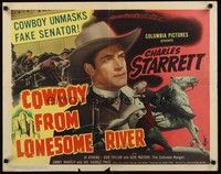 5w079 COWBOY FROM LONESOME RIVER 1/2sh '44 Charles Starrett unmasks fake senator!