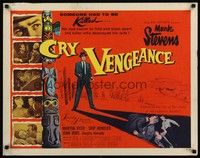 5w083 CRY VENGEANCE 1/2sh '55 Mark Stevens, film noir, cool totem pole art!