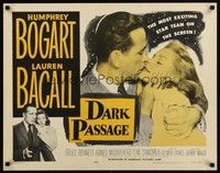 5w088 DARK PASSAGE 1/2sh R56 Humphrey Bogart with gun & sexy Lauren Bacall!
