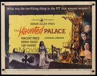 5w143 HAUNTED PALACE 1/2sh '63 Vincent Price, Lon Chaney, Edgar Allan Poe, cool horror art!