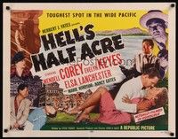 5w145 HELL'S HALF ACRE 1/2sh '54 Wendell Corey romances sexy Evelyn Keyes in Hawaii!
