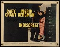 5w158 INDISCREET 1/2sh '58 Cary Grant & Ingrid Bergman, directed by Stanley Donen!