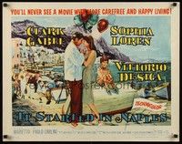 5w163 IT STARTED IN NAPLES style B 1/2sh '60 romantic art of Clark Gable with sexy Sophia Loren!