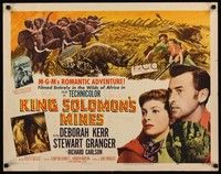 5w173 KING SOLOMON'S MINES style A 1/2sh '50 art of Deborah Kerr & Granger stampeding animals!