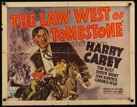 5w178 LAW WEST OF TOMBSTONE style B 1/2sh '38 artwork of Harry Carey, Tim Holt, Evelyn Brent!