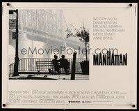 5w198 MANHATTAN style B 1/2sh '79 classic image of Woody Allen & Diane Keaton by bridge!