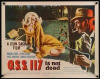 5w231 OSS 117 IS NOT DEAD 1/2sh '58 art of sexy blonde French babe + smoking guy with gun!