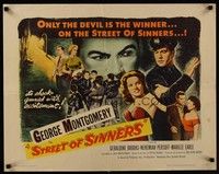 5w291 STREET OF SINNERS 1/2sh '57 George Montgomery, only the Devil is the winner here!