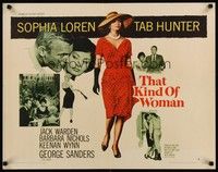 5w299 THAT KIND OF WOMAN style B 1/2sh '59 images of sexy Sophia Loren, Tab Hunter & George Sanders