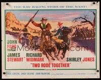 5w313 TWO RODE TOGETHER 1/2sh '61 John Ford, art of James Stewart & Richard Widmark on horses!