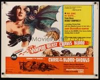 5w317 VAMPIRE-BEAST CRAVES BLOOD/CURSE OF BLOOD-GHOULS 1/2sh '69 wild cheesy monster artwork!