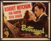5w327 WHEN STRANGERS MARRY 1/2sh R48 young Robert Mitchum, Kim Hunter with crazy husband!